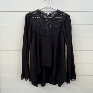 For Love And Lemons Elegant Black Lace Top